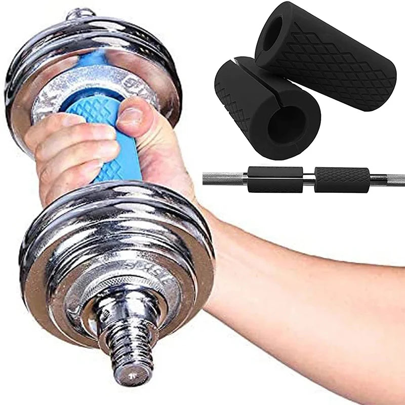 2PC Dumbbell Barbell Grips Bar Handles Silicone Antislip Protect Pad for Pull up Weightlifting Support Gym Body Building Workout