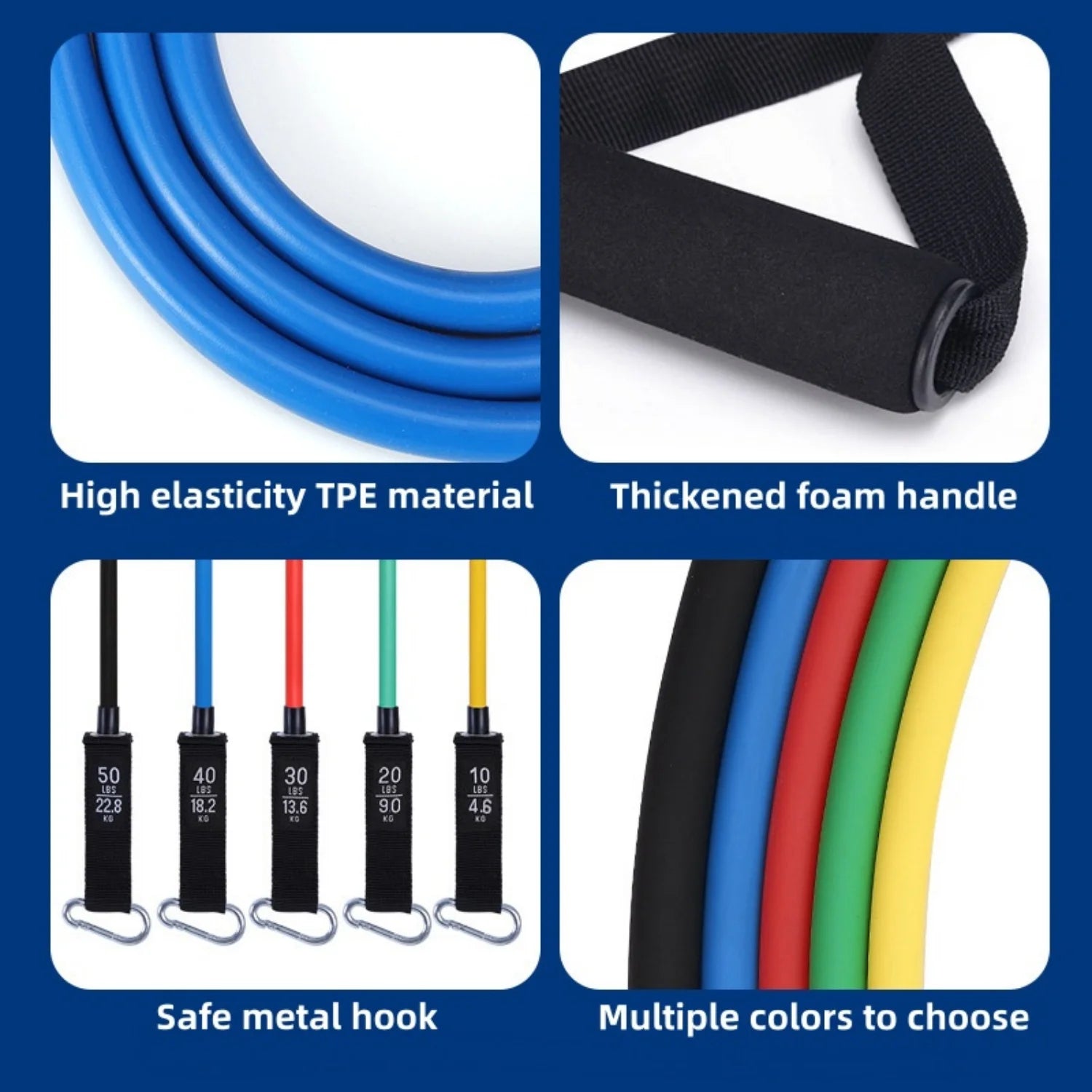 Resistance Bands Set with Handles for Stretching, Gym, Muscle Training, and Home Workouts