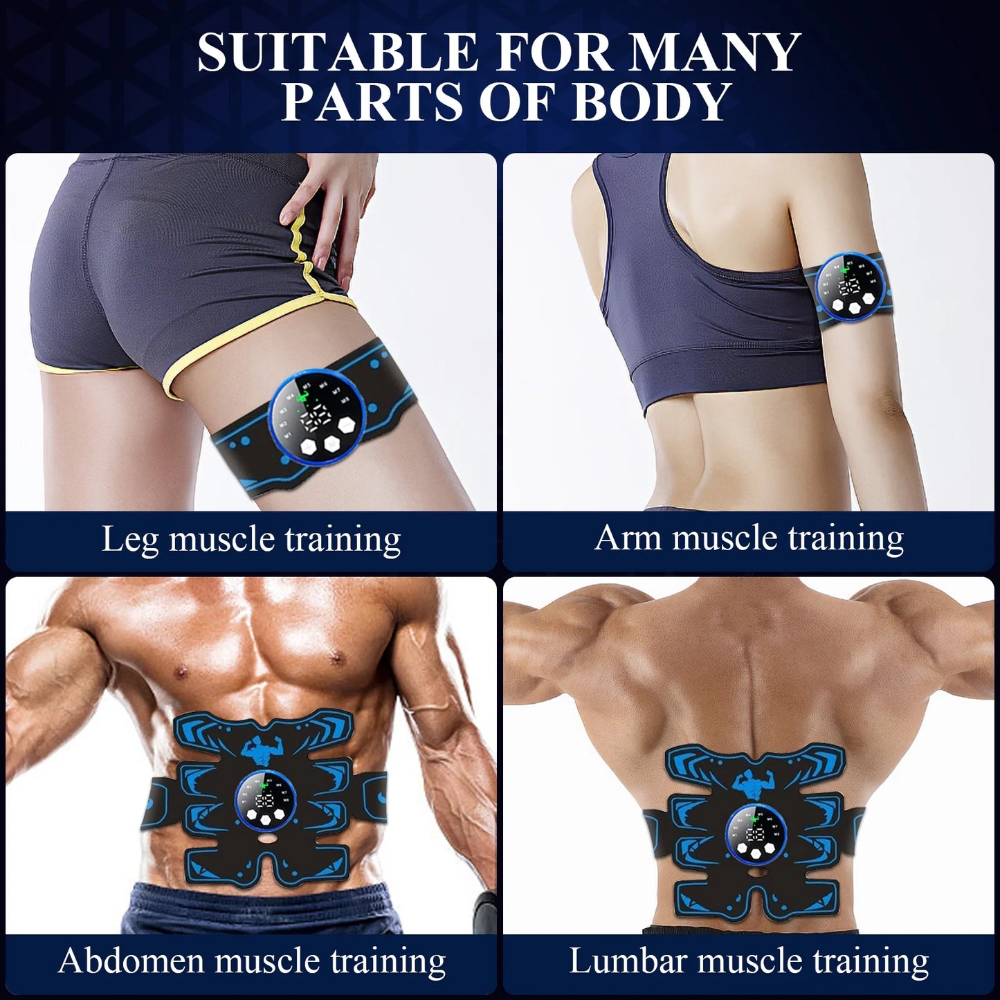 Abs Stimulator, Rechargeable Ultimate Muscle Toner Trainer for Men Women Abdominal Fitness Workout EMS Muscle Stimulation Mothers Day Gifts