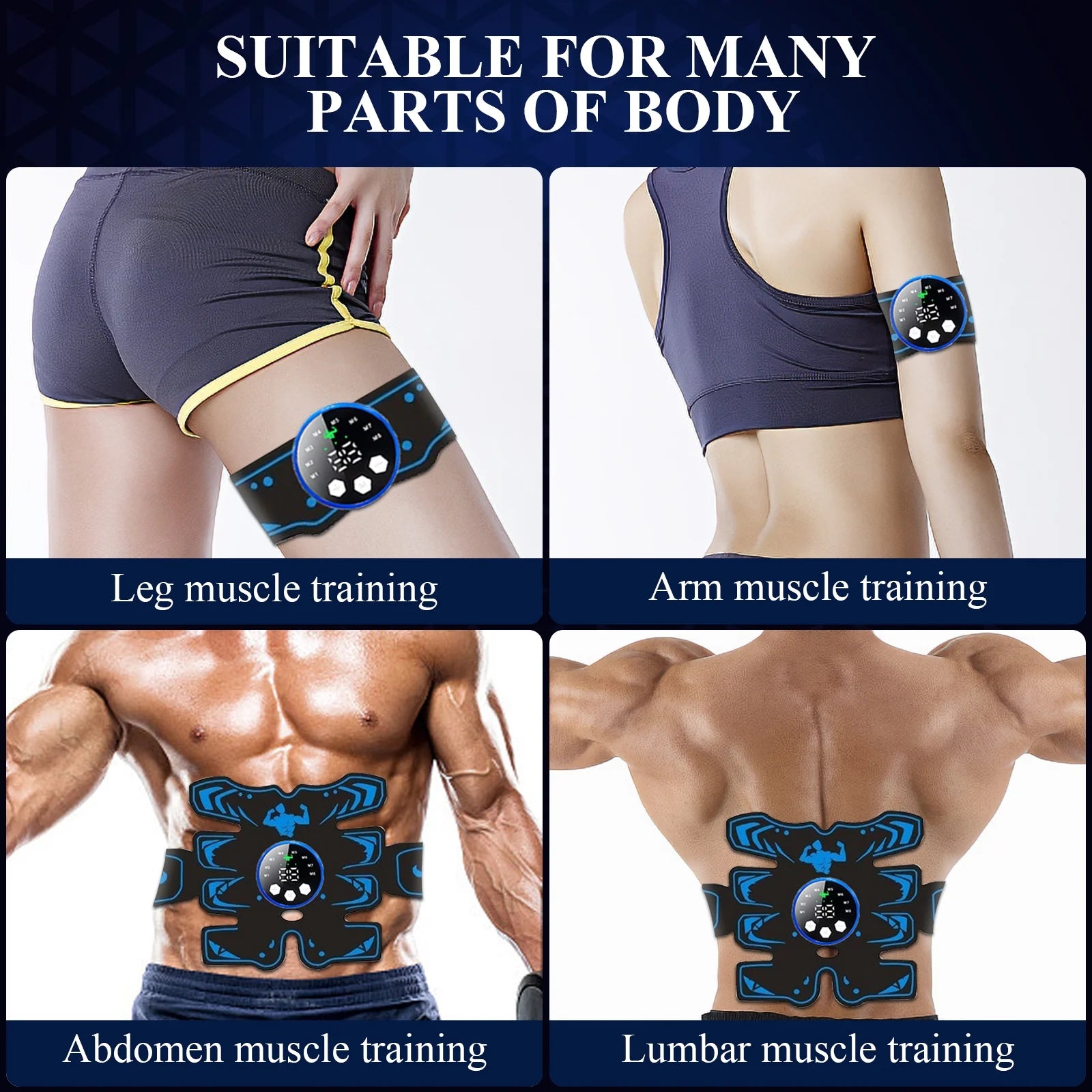 Abs Stimulator, Rechargeable Ultimate Muscle Toner Trainer for Men Women Abdominal Fitness Workout EMS Muscle Stimulation Mothers Day Gifts