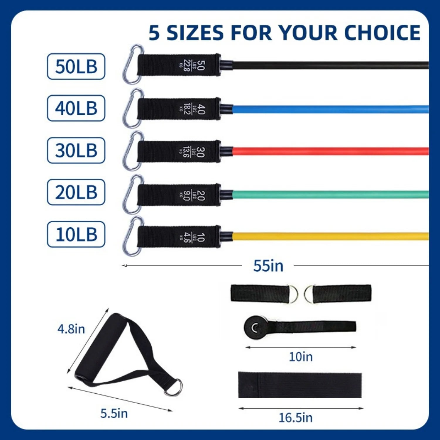 Resistance Bands Set with Handles for Stretching, Gym, Muscle Training, and Home Workouts