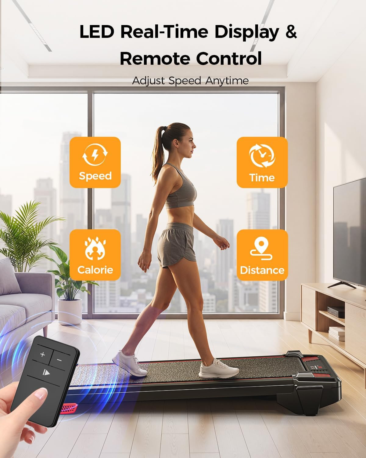 Walking Pad Treadmill,  Incline under Desk Treadmill 330Lbs Capacity, 2.5HP Portable Treadmills for Home, Compact Treadmills Mini Running Machine with Remote Control