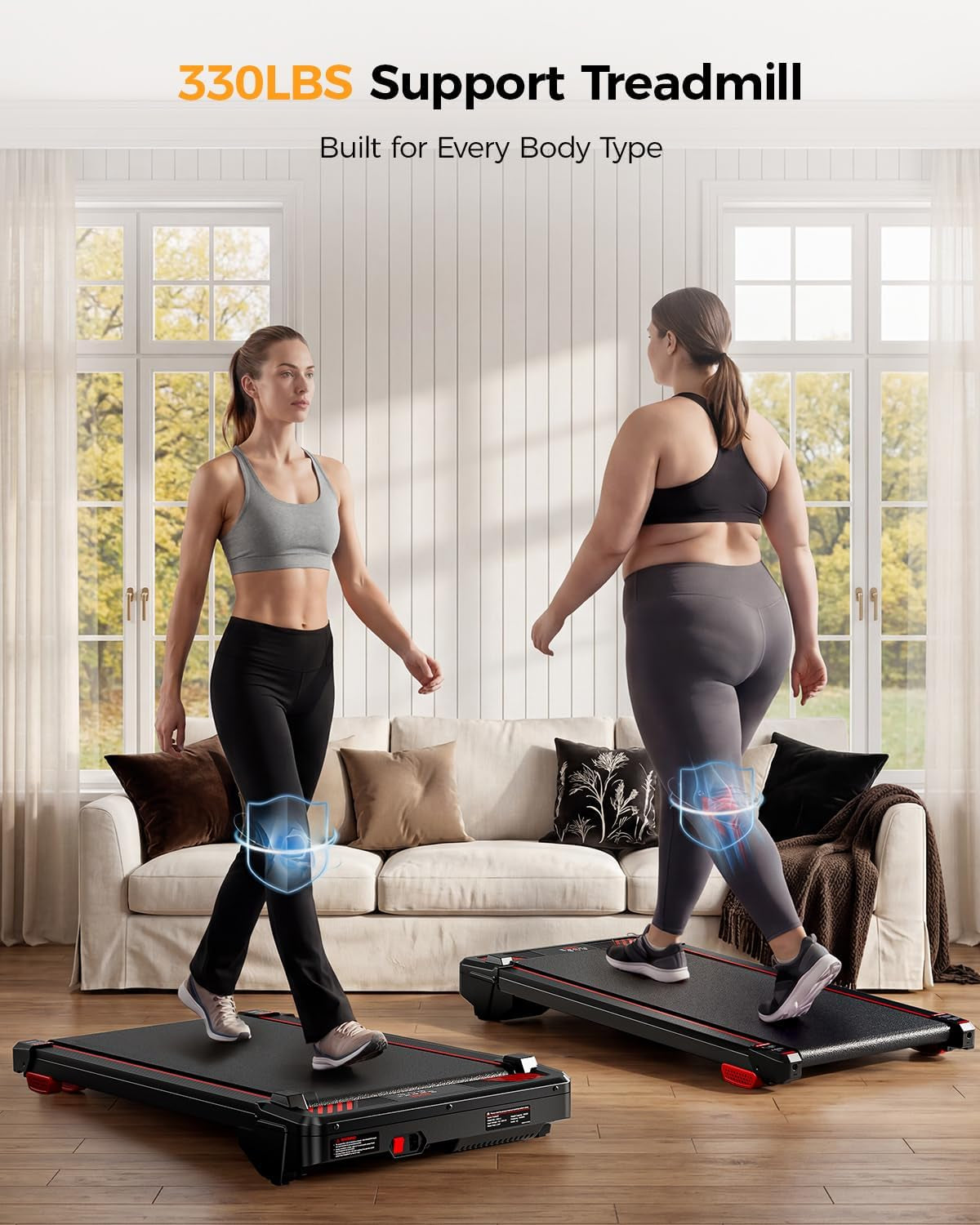 Walking Pad Treadmill,  Incline under Desk Treadmill 330Lbs Capacity, 2.5HP Portable Treadmills for Home, Compact Treadmills Mini Running Machine with Remote Control