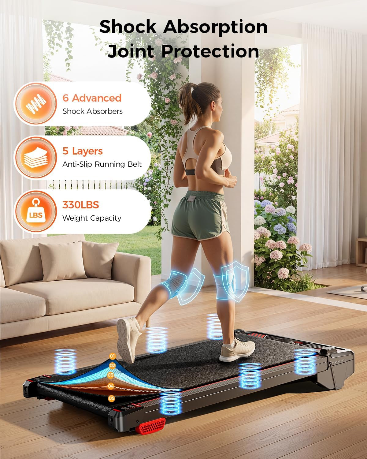 Walking Pad Treadmill,  Incline under Desk Treadmill 330Lbs Capacity, 2.5HP Portable Treadmills for Home, Compact Treadmills Mini Running Machine with Remote Control