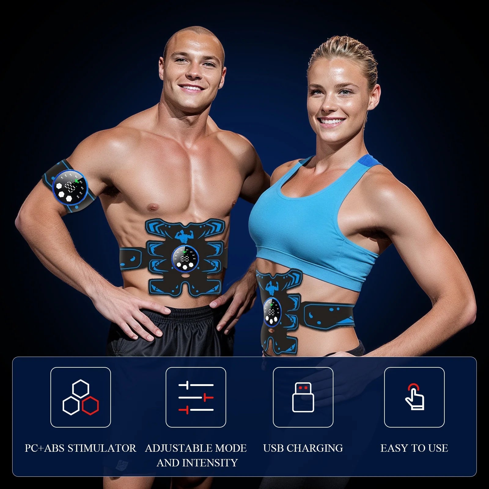 Abs Stimulator, Rechargeable Ultimate Muscle Toner Trainer for Men Women Abdominal Fitness Workout EMS Muscle Stimulation Mothers Day Gifts