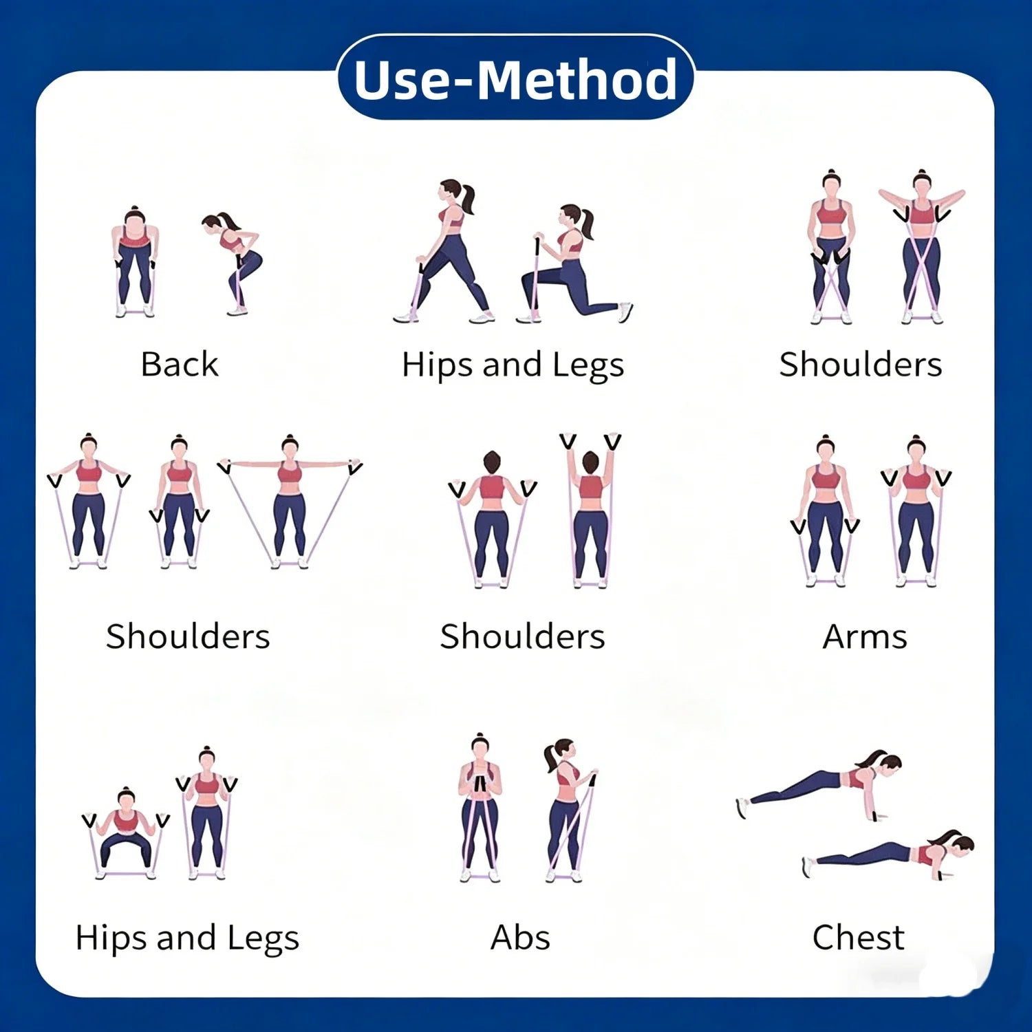 Resistance Bands Set with Handles for Stretching, Gym, Muscle Training, and Home Workouts